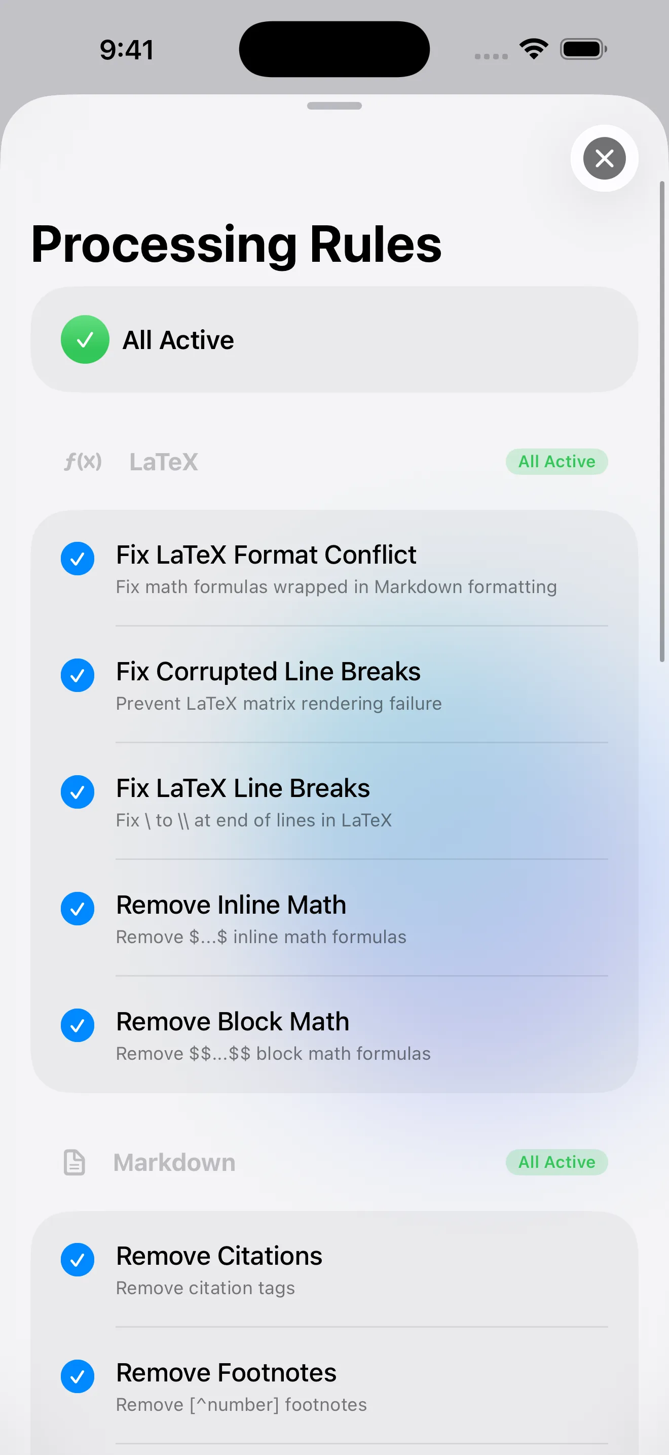 Texmorph iOS output preview page