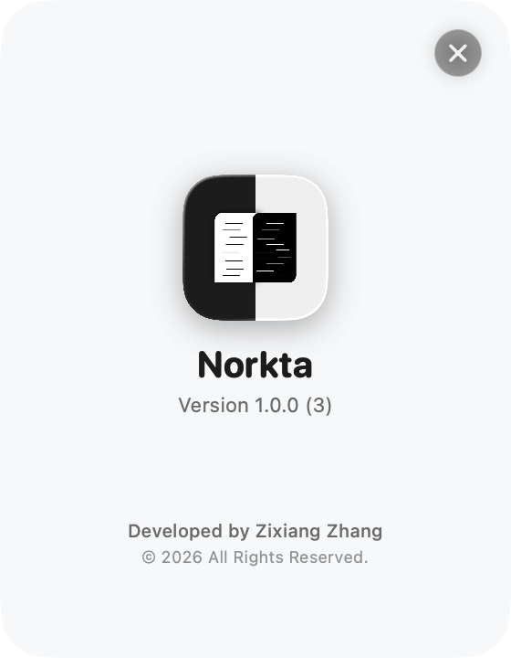 Norkta About Window